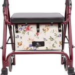 Extra Large Walker Underseat Bag - Rollator Accessories - Under Seat Storage Pouch for Rollator Walker with Seat - Walker Accessories - Replace Walker Basket for Seniors (Floral)