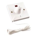 WK Electrical - White 45A Double Pole Shower Ceiling Pull Cord Switch with Mechanical & Neon Indicator