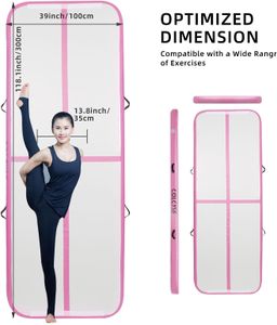 Air Gymnastic Track Mat – Pink, 300x100x10cm Inflatable Tumble Mat