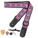 BestSounds Ukulele Strap, Jacquard Weave Adjustable Uke Mandolin Shoulder Straps for Adult & Kids, Ukulele Button Accessories… (Pink)