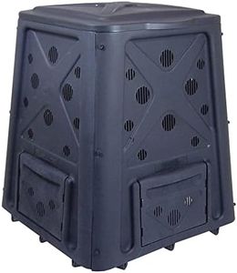 Redmon 65 Gallon Outdoor Compost Bin with Snapping Lift Off Lid, 4 Door Access, and Multiple Vent Holes for Garden and Landscaping, Black