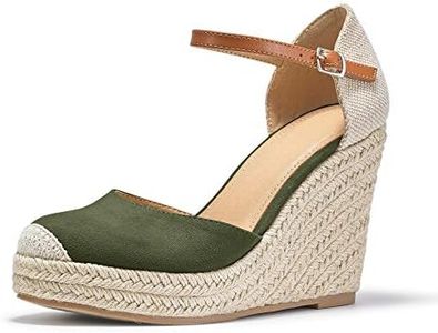 FISACE Womens Summer Espadrille Heel Platform Wedge Sandals Ankle Buckle Strap Closed Toe Shoes