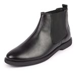 FAUSTO FST KI-101 BLACK-41 Men's Black High Ankle Slip On Outdoor Fashion Winter Chelsea Boots (7 UK)