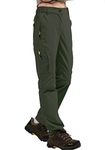 Jessie Kidden Walking Trousers Women Cargo Pants Waterproof Summer Lightweight Quick Dry Convertible Stretch Outdoor Casual UPF 50 Running Cycling Zip Off Capri #6601F-Army Green-28 (US 6)