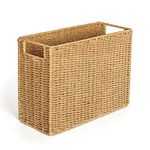 AELS Woven Magazine Holder, Magazine Rack Floor, Hand-woven Magazine Organizer, Natural Paper Rope Magazine Basket with Handles, Boho Modern Farmhouse Book Basket, Newspaper Holer, Office, Natural