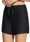 BALEAF Women's Swim Shorts High Waisted with Drawstring Swimming Board Shorts Quick Dry UPF50+ Black L