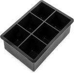 Zollyss BPA Free 6 Big Ice Tray Mold Giant Jumbo Large Food Grade Silicone Ice Cube Square Tray Mold DIY Ice Maker Ice Cube Tray, 1 Pc(Black)