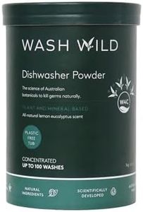 WASH WILD Dishwasher Powder 1kg, Plant & Mineral-Based, Environmentally-Friendly Packaging, Up to 100 loads
