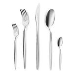 Karaca Lizbon 60-Piece Cutlery Set for 12 People -18/10 Stainless Steel, Dinnerware Tableware Silverware Service, Include Fork, Spoon, Knife, Dessert Fork,Teaspoon, Mirror Polished, Dishwasher Safe