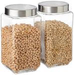 Amazon Brand - Solimo - Set of 2 Glass Jars - 2200 ml - BPA-free, Airtight, Transparent