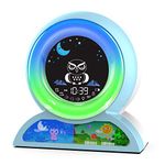 USAOSHOP Kids Alarm Clock, Okay to Wake Clock for Toddlers Sleep Training Clock with Night Lights, Sound Machine, Dual Alarm, Cute Digital Clock for Kids, Christmas Birthday Gift for Boy Girls, Blue