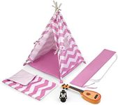 Badger Basket Camping Adventures Doll Tent Set with Accessories for 18 inch Dolls - Lavender/White (12028)