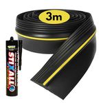 Universal Fit Garage Door Seal 3m Long Piece - Comes with Extra Strong Adhesive - Premium Quality Rubber Garage Draught Excluder, Weatherproof Garage Door Threshold Seal