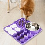 Femont Silicon Slow Feeder Pet Food Mat for Dog & Cat,Peanut Butter Lick Mat with Stainless Steel Dog Bowl for Dry Wet Food Treat,Dog Slow Feeding Mat Lick Pad for Pets Anxiety Relief Boredom Reducer