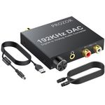 PROZOR 192KHz Digital to Analog Audio Converter - Upgrade Volume Adjustable Optical to RCA Converter with Optical & USB Power Cable, Digital DAC Converter SPDIF TOSLINK to Stereo L/R & 3.5mm Jack