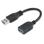 StarTech.com 6in Short USB 3.0 Extension Adapter Cable (USB-A Male to USB-A Female) - USB 3.1 Gen 1 (5Gbps) Port Saver Cable - Black (USB3EXT6INBK)