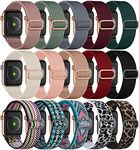 GEAK Stretchy Nylon Solo Loop Bracelet Compatible with Apple Watch Bands 38mm 40mm 41mm 42mm 44mm 45mm 49mm Women Men, Adjustable Elastic Braided Straps for iWatch Ultra 2 Series 9 8 7 6 5 4 3 2 1 SE