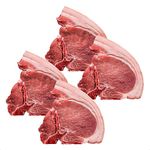 Pork T-Bone Steaks From Urban Merchants, 100% British Pork Chops, Juicy And Flavoursome, Hand Cut To Order By Master Butcher, 4 x Pork Steaks, +/- 250g each