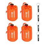 4 Pack Emergency Bag Survival Bivvy Sack with Whistles, Lightweight Portable Emergency Supplies for Outdoor Camping Hiking Keep Warm After Earthquakes, Hurricanes Disasters