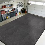BelleCosy Heavy Duty Door Mat Indoor Outdoor, 5′ x 7′ Low Profile Non Slip Commercial Floor Mat for High Traffic, Grid-Pattern Waterproof All-Weather Industrial Entryway Rug for Garage, Patio