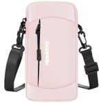 RDMODO Arm Phone Holder for Running, Crossbody Phone Holder Bag, Phone Arm Bands for Running Hiking, Adjustable Cell Phone Armbands for iPhone Samsung Galaxy LG Card Keys 7.5 Inch (Crossbody Bag Pink)