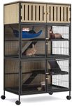 HABUTWAY Metal Large Guinea Pig Cages 5 Levels, 50.0" H Rolling Ferret Cage with Removable Ramps & Double Door, Cage with Locker, Squirrel Cage Christmas Decoration Pet Crate Furniture