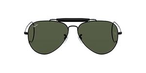 Ray-Ban RB3030 Outdoorsman I Aviator Sunglasses, Black/G-15 Green, 58 mm