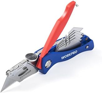 WORKPRO Folding Utility Knife, Quick-Change Box Cutter, Blade Storage in Handle with 5 Extra Blades Included