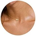 DEARMAY Dainty Tiny Gold Sideways Cross Necklaces for Women, 14K Gold Cross Necklace for Women Simple Small Mini Gold Cross Pendant Necklace Thin Chain Choker Necklaces Jewelry for Women Gift