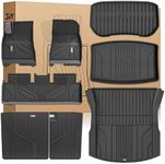 3W Tesla Model 3 Floor Mats 2026 2025 2024 with Metal Pedal, Full Set with Seatback Protector, Highland All Weather Custom Fit Rear Trunk Mat Accessories Black
