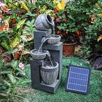 BTGGG Water Feature Outdoor Fountain Rockery Decoration Solar Powered Garden Ornament with LED Light, 19 x 51cm Size Fit for Garden, Pond, Terrace, Balcony