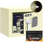 KOFAIR Safe Box for Home Safe (0.23 Cubic Feet) with Fireproof Bag, Personal Safe Box for Money Safe for Cash Saving, Mini Safe Box with Key, Digital Safety Box with Light, Money Lock Box (White)