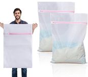 2 PCS Large Mesh Laundry Bag 60x90cm, Multi-Pack Laundry Net Bags with Zip and Drawstring, Durable Mesh Wash Bag for Delicates, Lingerie, Socks, Baby Clothes, Travel Organizer