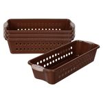 Kuber Industries Pack of 4 Storage Basket | Storage Organizer for Kitchen-Refrigerator-Vegetables-Stationery | Multipurpose Cabinet Shelf Rack | Storage Box for Kitchen | JAWA-1 | Small | Brown