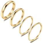 Diamday 14K Gold Filled Rings Stacking Rings for Women Stackable Thin Gold Ring Plain Pinky Thumb Midi Statement Band Ring Comfort Fit 4Pcs 1mm 2mm 3mm Size P-1/2