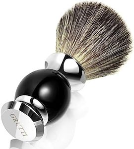 Brocha de afeitar: Brocha de pelo de tejón sintético (suave), brocha de afeitar vegana – Brocha sintética – para Crema de Afeitar Jabón en Espuma para Hombres Peluquería, negra