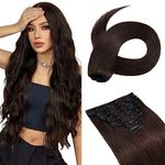 Hairro Clip in Hair Extensions Remy Human Hair Light Real Human Hair Clip in Extension for Women for Party Concert Date 50g 8PCs 10 Inch #2 Dark Brown