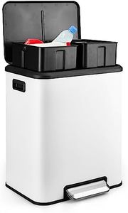 Fashionwu Dual Trash Can, Stainless Steel 2 x 4 Gal (2 x 15L) Garbage Can, Steel Pedal Recycle Bin with Lid and Inner Buckets, Rectangular Hands-Free Kitchen Trash Can