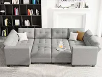 Belffin Modular Sleeper Sofa Bed with Storage Seat Oversized Modular Sectional Sofa Couch Set Reversible Modular Sleeper Sectional Couch Bed Light Grey