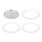 sourcing map Stovetop Espresso Maker Replacement Aluminium Coffee Pot Parts with 1pcs Filter and 3pcs Silicone Gasket Seals 74x64x5mm for 9-Cup Mocha Coffee Maker Pot(Silver)