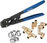 WMAXPFIT PEX Cinch Clamp Tool Fitting Kit, PEX Crimping Tool, Cinch for Stainless Steel Clamps from 3/8 inch to 1 inch With 1/2 inch PEX clamps and PEX fittings