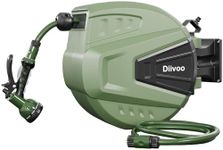 Diivoo Retractable Garden Hose Reel 1/2 in. 65 ft, Automatic Water Hose Reel for Outside with Auto Rewind, Any Length Lock, Wall Mount, 180° Swivel Bracket, 9 Pattern Hose Nozzle