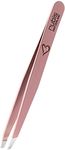 Rubis Heart Tweezers - Eyebrow Tweezers Pink Slanted with Heart Engraving