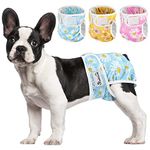 SlowTon Reusable Dog Nappies Female, 3 Pack No Leak Washable Dog Period Pants Super Absorbent Dog Heat Pants Comfortable Sanitary Dog Diapers Adjustable Buttons