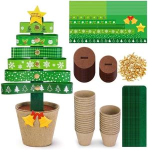 48 Sets Christmas Tree Pot Craft Kit, Standing Paper Xmas Tree DIY Bulk | Christmas Trees Potted Art Kit with Felt and Cards for Holiday Home Party Decorations Handcraft Art Project Activities (E)