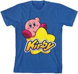 Kirby On A Star Boy's Blue T-Shirt-XS