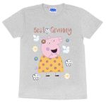 Peppa Pig Best Granny Pig Boyfriend Fit T-Shirt, Womens, S-5XL, Grey, Official Merchandise