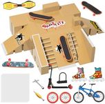 Winproper Fingerboard Skate Park Kit - 8Pcs Fingerboard Skatepark Ramps with Interesting Accessories Including Fingerboards, Bike, Scooters, Skate Park for Kids Gift