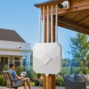 Outdoor WiFi 6 Extender, 2026 AX3000 Long Range Outdoor WiFi Extender Signal Booster, IP67 Weatherproof Outdoor Wireless Access Point with PoE, Gigabit Ports for Garage, Farm, Yard, RV, Dock,Starlink