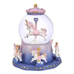 Snow Globe Carousel Music Box with Color Changing LED Lights Plays 6 Songs Like Castle in The Sky Rotating 5 Horses Musical Birthday/Christmas/Valentine's Day Gift for Kids, Girls, Women